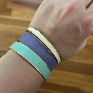 Rachel Leigh Elegant Gold, Purple, and Mint Bangle Set